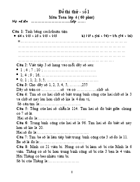 Một số đề thi chọn học sinh giỏi Toán lớp 4